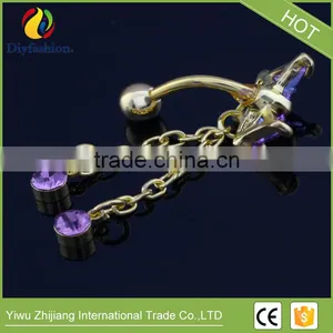 Fashion Body Piercing Navel Rings Zircon Bowknot Belly Button Rings thumbnail-5