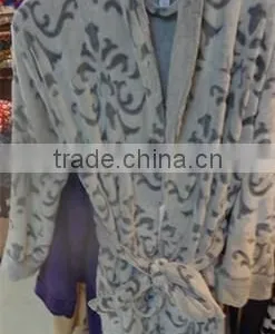 Xinbo Cutting Flower Unisex Flannel Fleece Bathrobe thumbnail-2