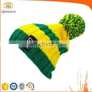 Custom Beanie Logo Red Hat With Yellow Stripe thumbnail-4