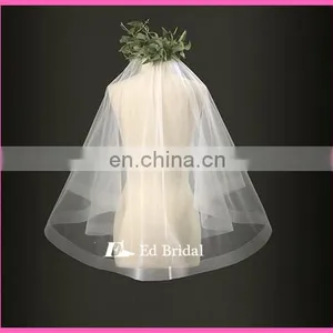 Unique Horsehair Trim One Layer Soft Tulle Fabric Short Wholesale Bridal Veil thumbnail-3