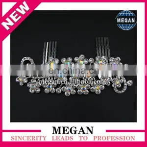 Charming New Design Flower Princess Wedding Hair Accessories Rhinestone Crown Comb For Bridal thumbnail-3