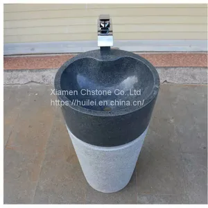 G654 Granite Pedestal Sinks,Grey Granite Wash Basins, Nature Stone Bathroom Sinks thumbnail-3