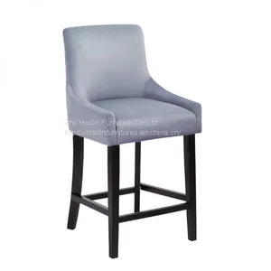 Solid Counter Stool With Light Grey Velvet HL7043-1 thumbnail-1