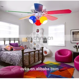 Simple and Stylish 42-inch Fan Lights Colorful Children's Bedroom, Decorated Wooden Fan Lights Wholesale thumbnail-2