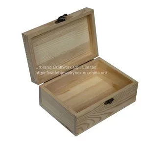 Solid Wood Storage Box Flip Tea Box Antique Hinge Buckle Cover Jewelry Box thumbnail-1
