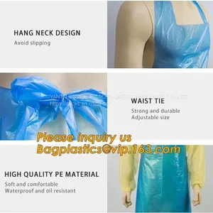 CPE Gown, Medical Disposable Aprons for Doctor, LDPE Coated Biohazard Apron,Surgical Apron, Logo Printed Disposable Medical Plasti thumbnail-2
