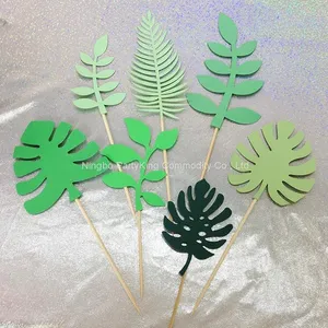 Green Leaf Cake Topper Tropical Style Cake Decoration Tools Wedding Birthday Party Supplies thumbnail-1