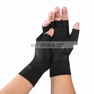 Copper Infused Compression Therapy Reducing Swelling Fingerless Pain Relief Arthritis Gloves thumbnail-1