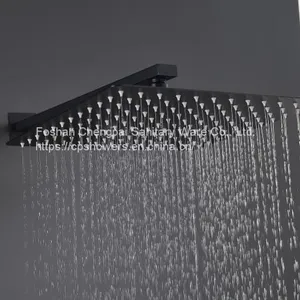 Bathroom Shower Set Wall Mounted Ultra Thin Rainfall Black Shower Head 30x30cm Shower System With Mixer thumbnail-2