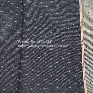 11oz Cotton Star Dot Jacquard Denim Selvage Jeans Fabric for Women's Dress 32/33“ thumbnail-5