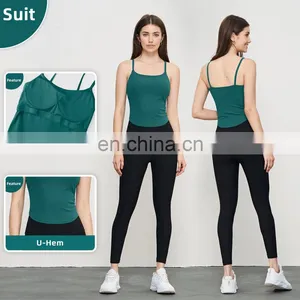 Ribbed Recycled Sling Sports Fitness Bras Wholesale U Hem Breathable Yoga Crop Gym Tops thumbnail-4