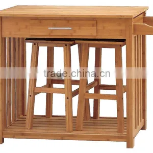 Bamboo Kitchen Dinning Table With 2 Chairs thumbnail-1