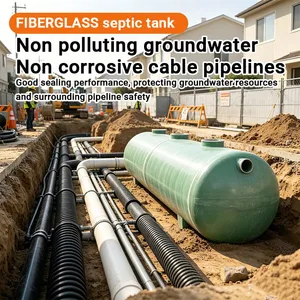 Underground Buried FRP Septic Tank Three Chamber Fiberglass Sewage Treatment Tank thumbnail-1