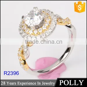 2016 High Quality 925 cz Engagement Ring 18k Gold Palted Ring Mounting thumbnail-1
