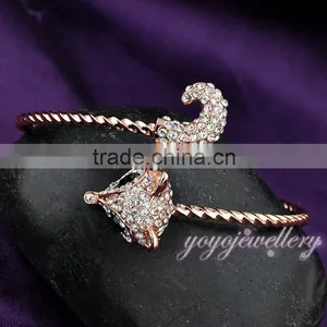 New Launched Rose Gold Cuff Women Fake Crystal Bangles thumbnail-6