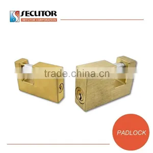Rectangular Heavy Duty Brass Padlock and Key thumbnail-4