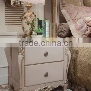 New French Rococo Style Purple Bedroom Furniture Set Wood High Back Full Leather Bed thumbnail-4