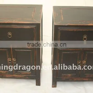 Chinese Antique Black Colour Bedside Cabinet With One Drawer Two Door 45*35*60cm thumbnail-1