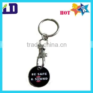 Enamel Trolley Coin Keyring,Euro Coin Size thumbnail-1