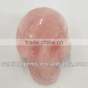 Wholesale Natural Pink Crystal Carving Skull thumbnail-1