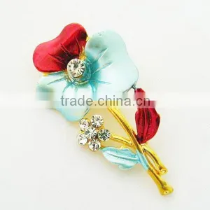 Gold Platting Enamel &crystals Flower Brooch Fashion Wholesale Brooch Pin China yi wu Supplier thumbnail-1