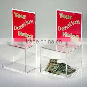 Various Sizes Acrylic Donation Box With Lock thumbnail-3