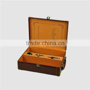 Wholesale 2 Bottles Fancy With Tools Leather Wine Boxes thumbnail-6