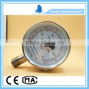 SS316 Double Scale Pressure Gauge kg and Psi thumbnail-2