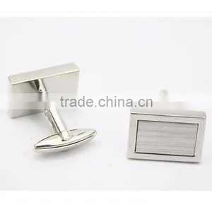 Two Tone Blank Rectangle Silver Cufflinks For Mens thumbnail-1