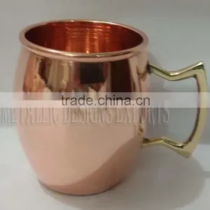 Copper Moscow Mule Barrel Mug With Brass Handle 8 Oz thumbnail-1
