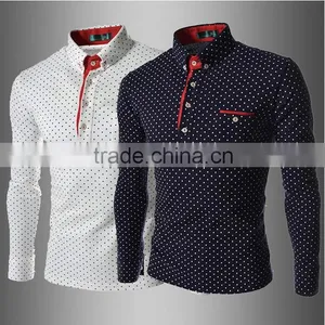Long Sleeve Two Button Down Collar Slim Fit Cotton Spandex Red Dress Shirt for Men thumbnail-1
