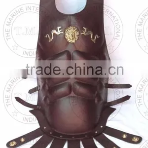 BROWN LEATHER MUSCLE ARMOR CUIRASS - GREEK MUSCLE ARMOUR LEATHER - COLLECTIBLE HALLOWEEN COSTUME thumbnail-3