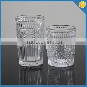 Pressed Sunflower Embossed Glass Tumbler Wine Glasses thumbnail-4