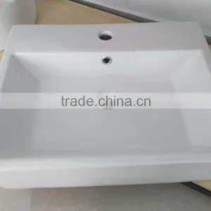 wc Ceramic Basin Bathroom Sanitary Ware Wash Basin Ceramic White Square Shape Art Basin Single Hole BasinYB005 thumbnail-3