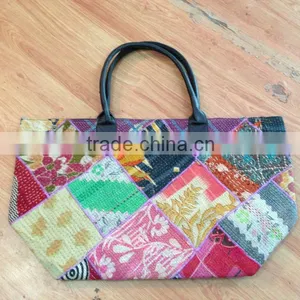 VINTAGE KANTHA PATCHWORK TOTE BAG, KANTHA QUILTED BAG,SHOULDER BAG thumbnail-1