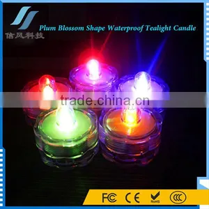 12Pcs Colorful Plum Blossom Shape Mini Submersible Waterproof Tea Lights Decorative Candle thumbnail-2
