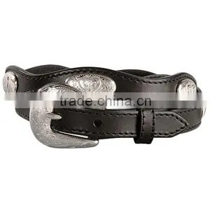 Western Women's Belt Fancy Heart Conchos Scalloped Belt thumbnail-1