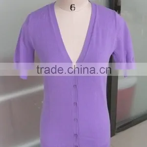 Lady's 100% Cotton Half Sleeve Knitted Cardigan Sweater thumbnail-6