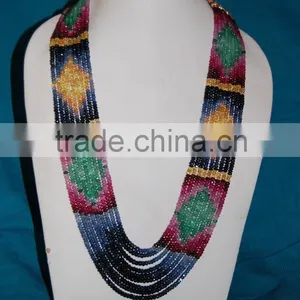 Falak Gems Natural Precious Gemstone Designer Beaded Necklace thumbnail-1