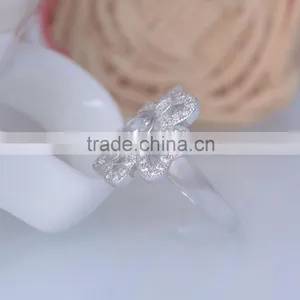 925 Sterling Silver Four Clovers Lucky Leaves Ring With Zircon thumbnail-2