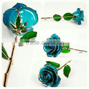 24K Gold Dipped Plated Trimmed Real Flower Rose Decorative thumbnail-3