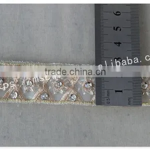 Elegant Design 2.5cm Width Champagne Crystal Trim Bridal Embrodiery thumbnail-6