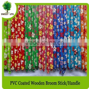 Cleaning Tools Mops Handle Colorful Fower Design Wood Broom Stick thumbnail-5