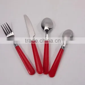 Red 16Pcs Stainless Steel Cutlery Set With Plastic Handles thumbnail-5