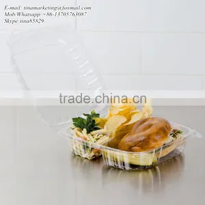 Clear Hinged BOPS Plastic Food Service Box Multi Compartment Clamshell Food Container thumbnail-5