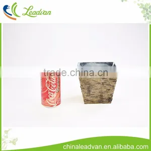 China Promotional Home Garden Deco Fob Guangzhou Natural Small Wooden Flowerpot thumbnail-3