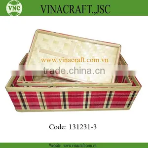 Red Bamboo Basket From Bamboo Mat thumbnail-1