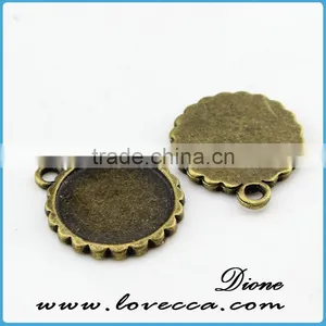 Antique Bronze Jewelry Plate for Necklace Accessories ,Antique Style Metal Setting,Cameo Setting Charm Pendant thumbnail-1