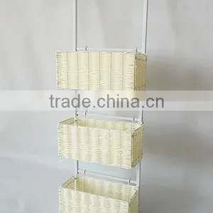 3 Tiers Over the Door Metal and Plastic Hanging Basket Storage Shelf Plastic Basket thumbnail-4