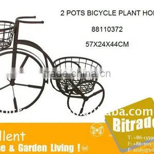 2 Pots Metal Bicycle Plant Holder thumbnail-1